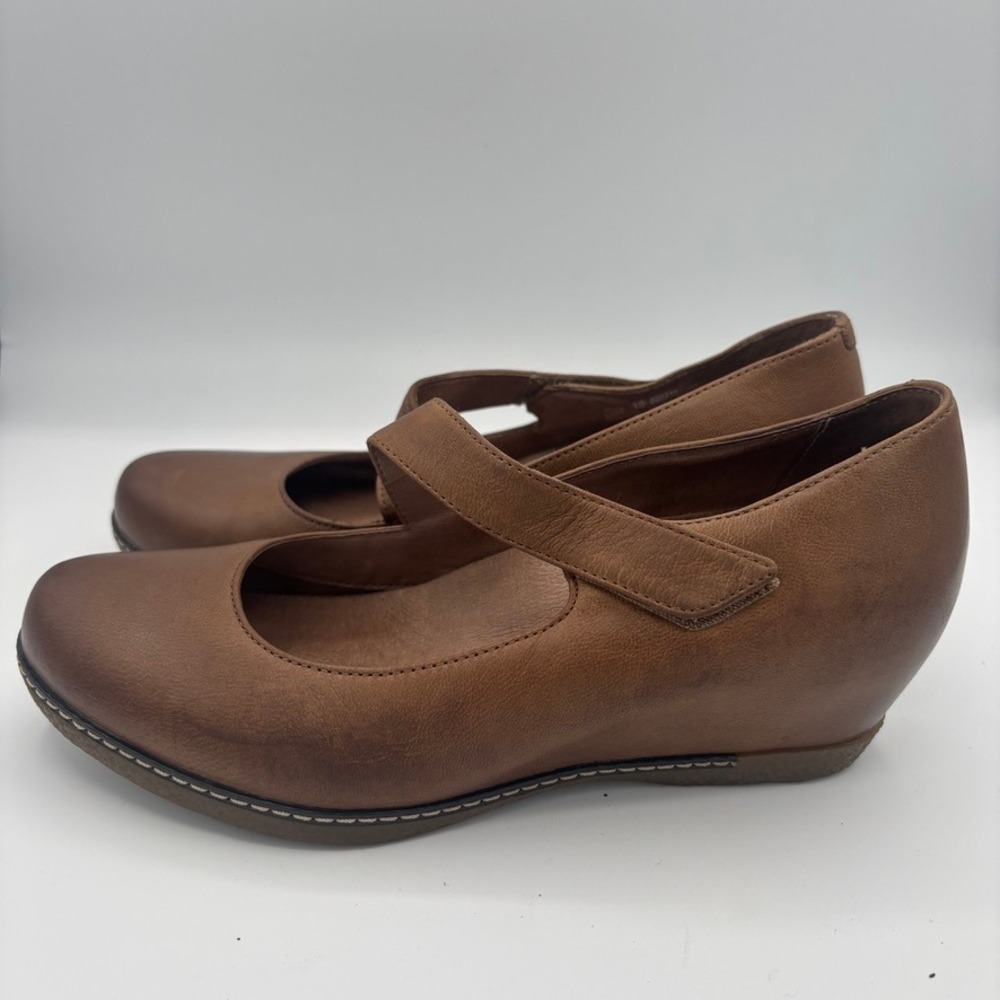 Dansko Lanie Mary Jane Women Sz 38 Brown Leather Wedge Comfort Shoes - Picture 5 of 14